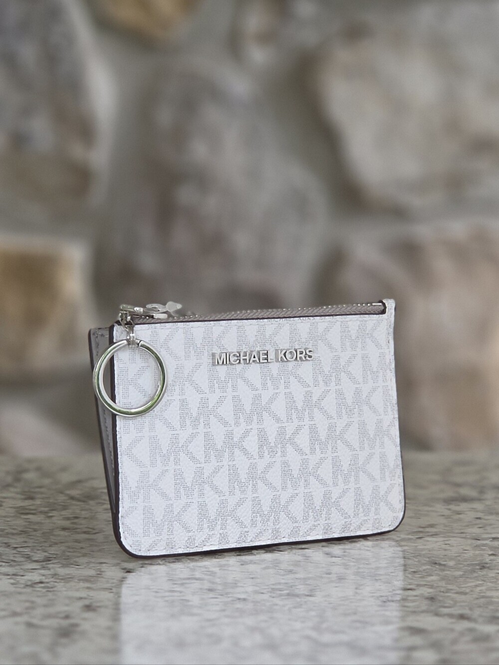 Michael Kors Jet Set Logo Small White Coin Pouch Wallet